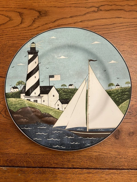 Warren Kimble COASTAL BREEZE 1998 Sakura 8" Salad Plates Nautical Lighthouse