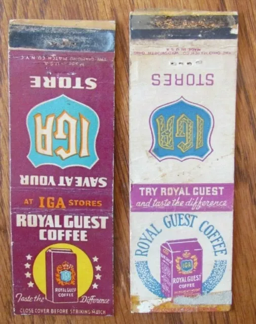 Iga Supermarkets Matchbook Covers: 2 Different Empty Matchcovers -D9