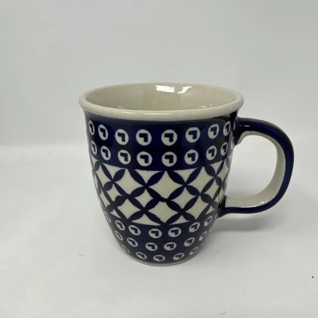 BOLESLAWIEC Polish Pottery Blue Large Coffee Tea Mug