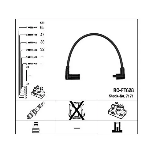 1x Zündleitungssatz NGK 7171 passend für ALFA ROMEO FIAT LANCIA FERRARI