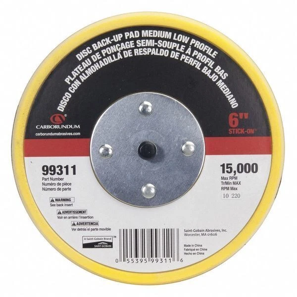 ZORO SELECT Disc Backup Pad, 6" dia., 15,000 Max. RPM 05539599311