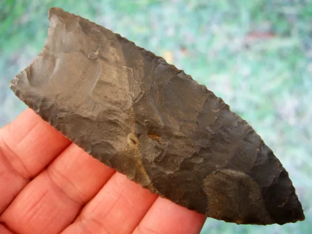 Super Fine 3 7/8" Kentucky Hornstone Flint Clovis Point w Insight COA Arrowheads