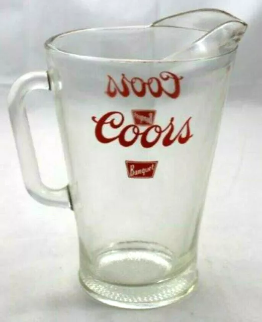 Vintage Coors Beer Banquet Clear Glass Beverage Pitcher 9"