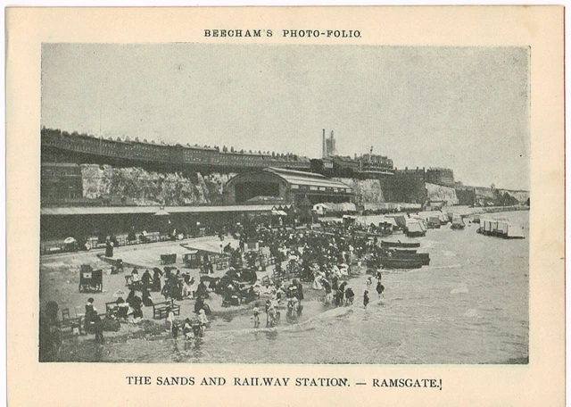 Victorian Ramsgate SANDS AND RAILWAY Station Ramsgate Antique Print Picture Victorian 1900 ...