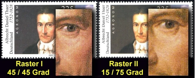 2255I+II Albrecht Daniel Thaer - Type I und II, Rastertypen-Set ** / MNH