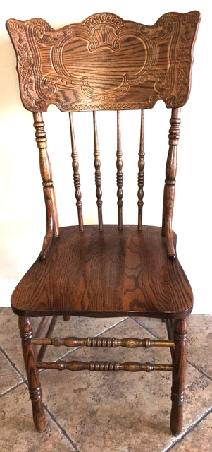 HW Hull & Sons Solid Oak Spindle Chair Antique, Quality Tiger Oak