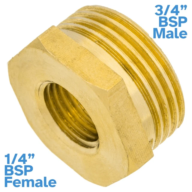 BRASS 1/4& BSP Female To 3/4" BSP Male Pipe Reducer Threaded Adapter