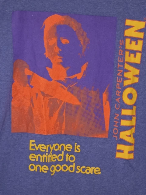 Mens XL JOHN CARPENTERS HALLOWEEN MICHAEL MYERS Horror SHIRT SIZE Purple Orange