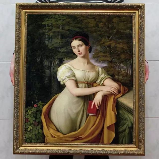 Old Master-Art Antique Oil Painting Portrait girl noblewoman on canvas 30"x40"