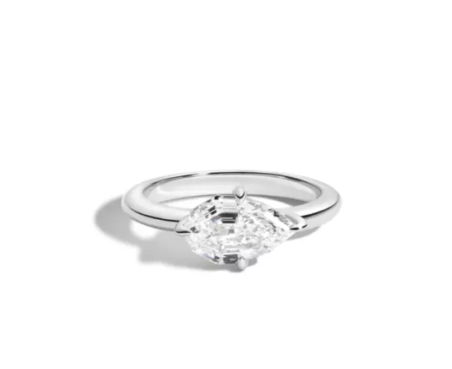 18k White Gold Engagement Ring 1.50 Ct GLI IGI Lab Created Pear Step Cut Diamond