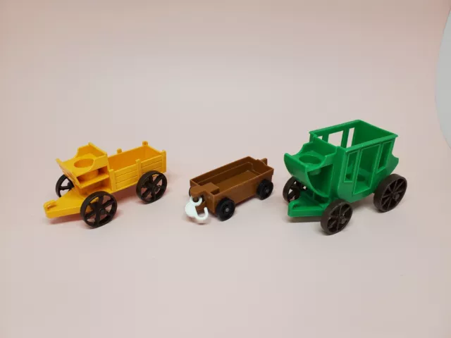 Fisher Price Little People 1982 Western Stagecoach & Wagon - 1984 Zoo Tram Cart