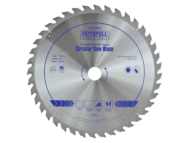 Faithfull - Circular Saw Blade 300 x 30mm x 40T Fine Cross Cut - FAIZ30040