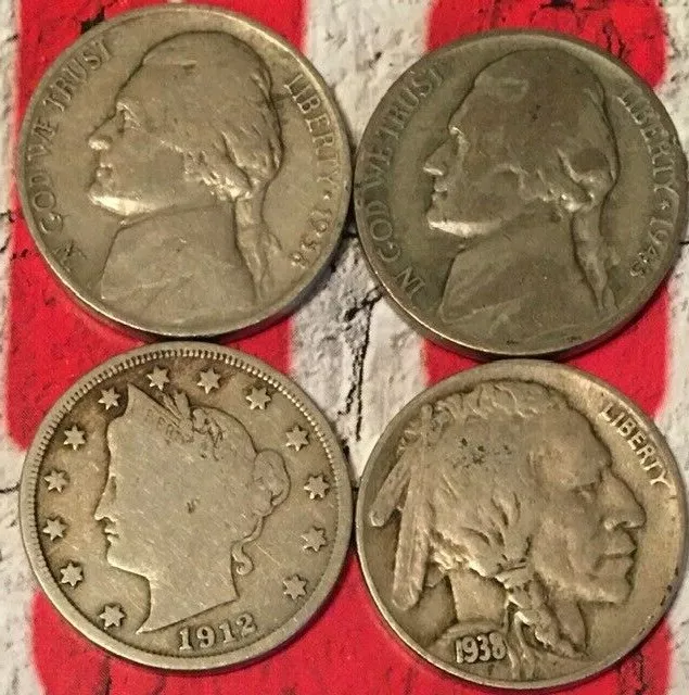 1912-D  Liberty/1938-D Buffalo/ 1938-D 1943-S Silver Jefferson Nickels