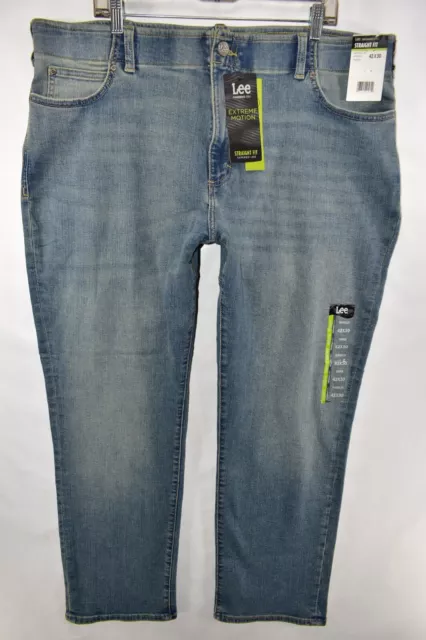 NEW LEE STRAIGHT Fit Tapered Leg Extreme Motion Waist Blue Jeans Mens ...