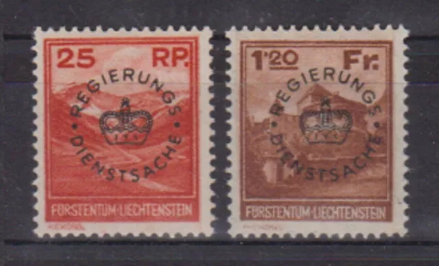 Liechtenstein 1933 Freimarken Dienstmarken mit Falz MiNr. 9-10  siehe Bilder