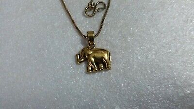 Handmade Yellow Brass Elephant Animal Tribal Boho Charm Pendant Chain Necklace
