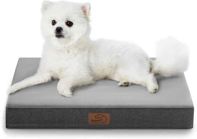 Bedsure Coussin Chien Mémoire de Forme - Tapis pour S(61x41x8cm), Gris