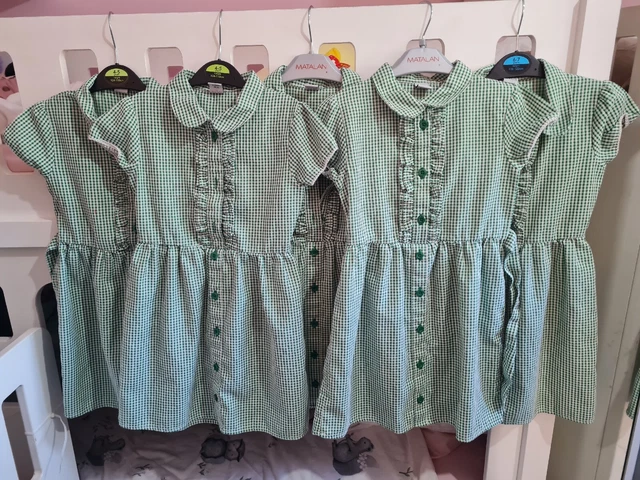 Girls 5years TU Green Gingham School Summer Dresses X 5 Bundle