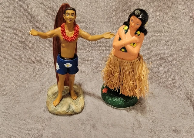 Vintage Hula Girl Dashboard Bobble Doll Hawaii 6.5" Grass Skirt tiki KC Co Vintage Hula Girl Dashboard Bobble Doll Hawaii 6.5" Grass Skirt tiki KC Co