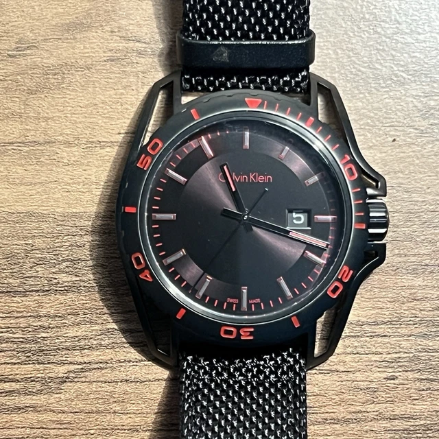 MENS BLACK LEATHER Swiss Calvin Klein Achieve K8W311C1 Gents  display picture 2