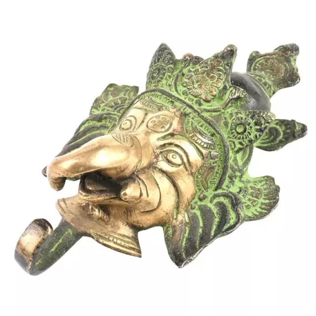 Antique Brass Ganesha Face Wall Hooks Hangers Holder Hanging Coat Towel Clothes