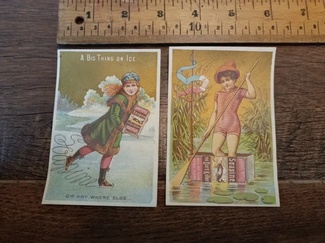 1880s Victorian trade cards, Soapine. Providence Rhode Island. Lot Of 2 (P7)
