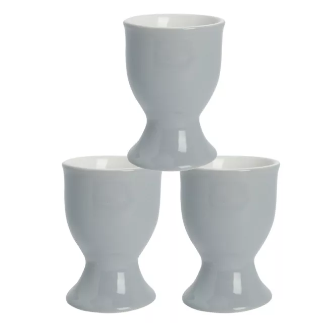 6pc Egg Cup Set Porcelain Breakfast Hard Soft Boiled Eggs Dipping Holder Grey