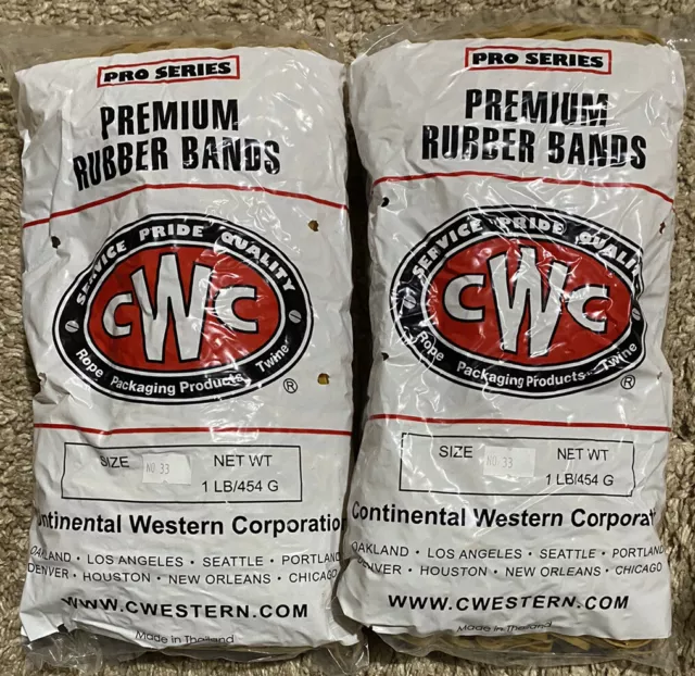 Pro Series CWC Premium Rubber Bands 2 lb Bags pound Size #33 - 3 1/2" X 1/8"