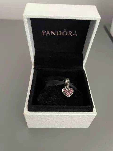 Pandora Genuine Red Diamanté Dangle Heart Charm