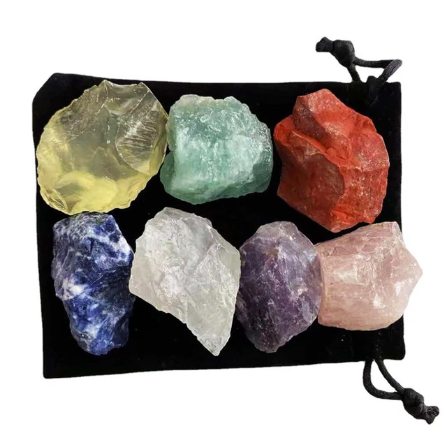 Raw Natural 7 Chakra Healing Meditation Stone Set Quartz Crystal Gemstone Reiki