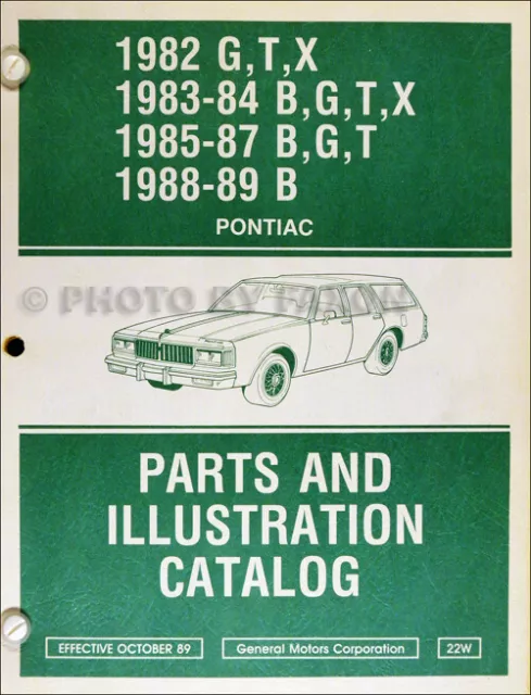 1987-1988-1989 Pontiac Safari Parts Book 82-86 Grand Prix Bonneville Catalog