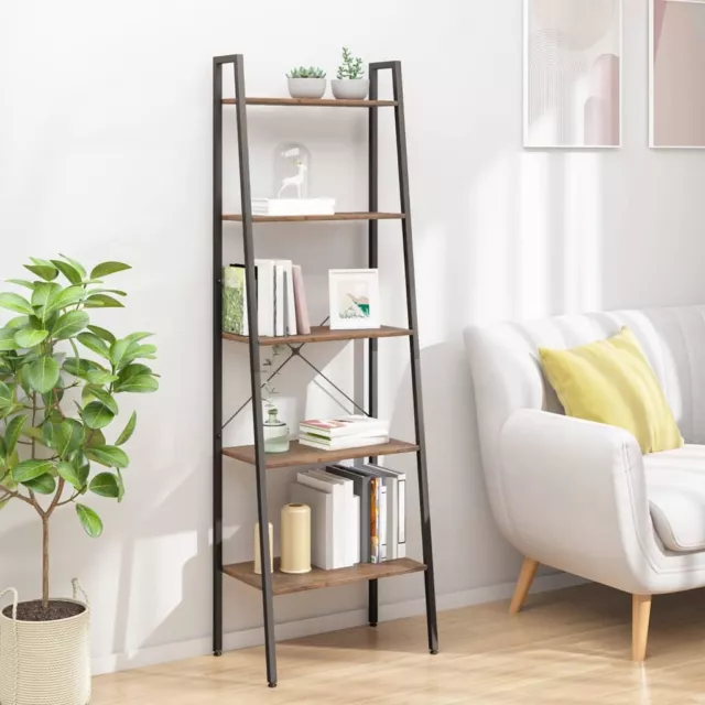 NNEVL 5-Tier Standing Shelf Dark Brown and Black 56x35x174 cm