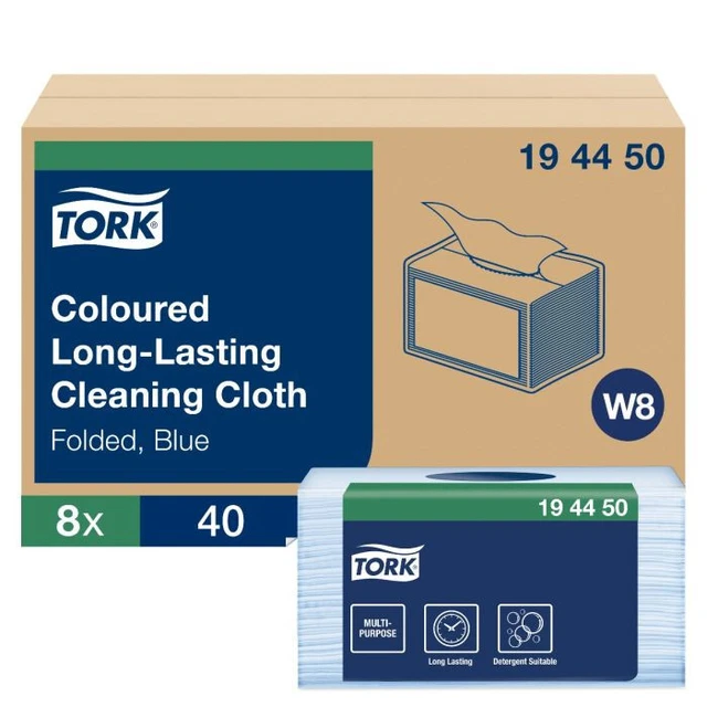 Tork 194450 Chiffon de Nettoyage bleu carton de 8*40 unités