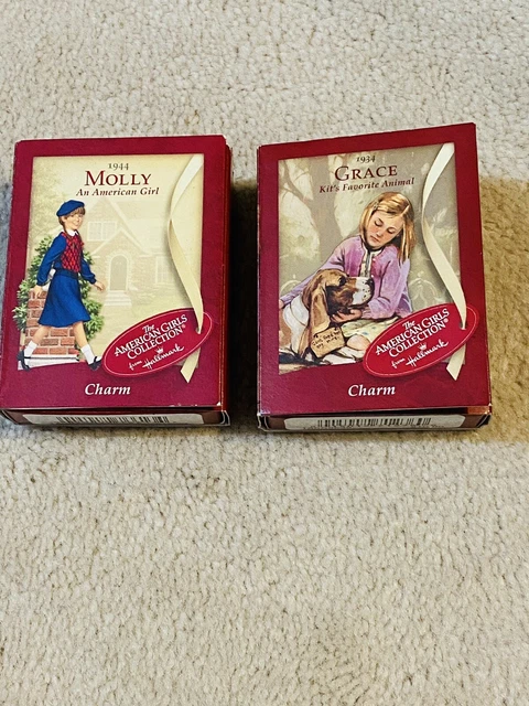 AMERICAN GIRL Doll Hallmark Molly, Grace CHARMS in Boxes 2002 Pleasant Company