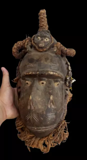 African Mask Wood Dan Ivory Coast Antiques Vintage Ethnic Tribal Wooden Art