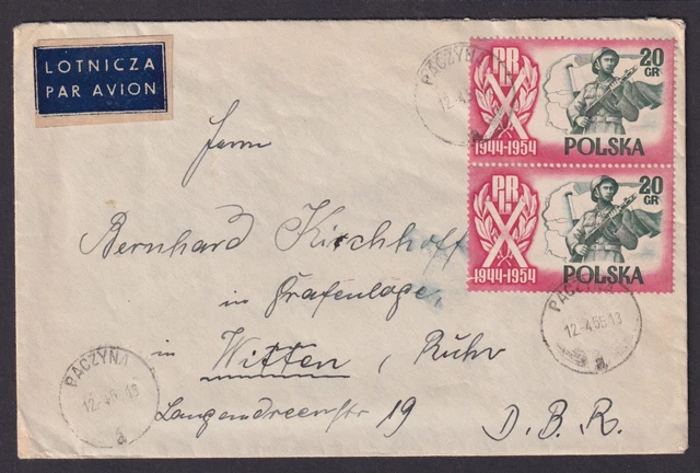 Warschau Polen Brief MEF Flugpost PRL Polnische Volksrepublik Witten