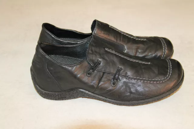 jolies chaussures sans attaches cuir noir RIEKER pointure 42 comme neuves
