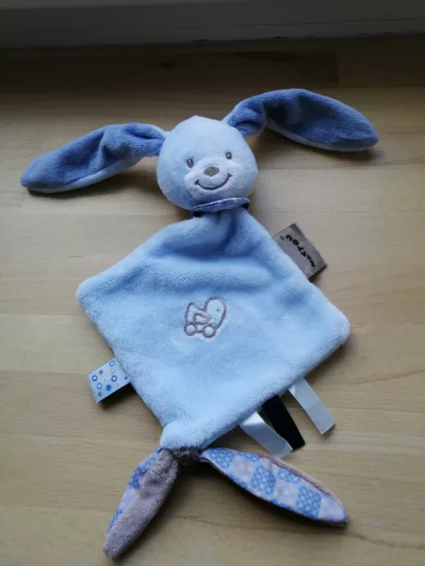 Doudou lapin bleu Bibou carré Nattou