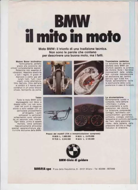 advertising Pubblicità -MOTO BMW   R60/6 R 75/6 1975 -MAXIMOTO MOTOSPORT  EPOCA