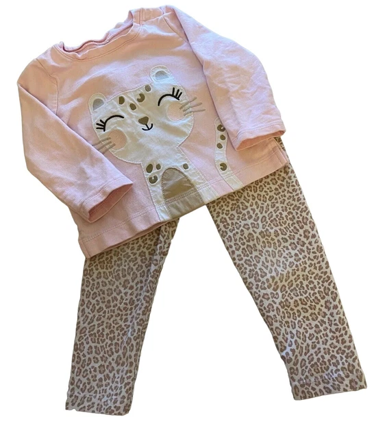 Carters 24 Months 2T Girl Infant 2 pc Outfit Set Shirt Pants Animal Print Cat  z
