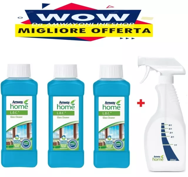 3 Amway L.O.C. LOC Detergente per i vetri  formato 500ml