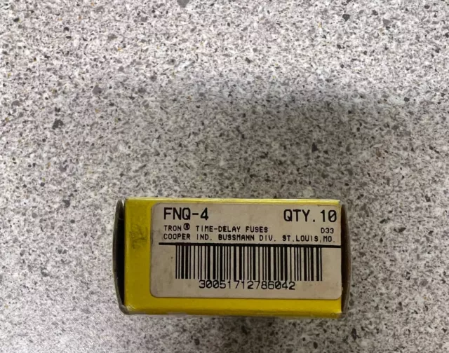 New Lot 10 Bussmann FNQ-4 Amp Fuses Time Delay 500 Volts NIB