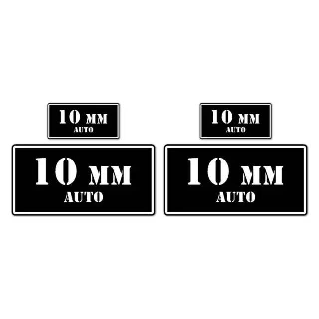 10 mm Auto Ammo Box Set, Vinyl Decal Sticker, 2@ 1"x2" & 2@ 2"x4", #8431