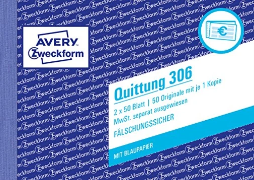 AVERY Zweckform Quittung A6 2fach 2x50Bl ACC NEW