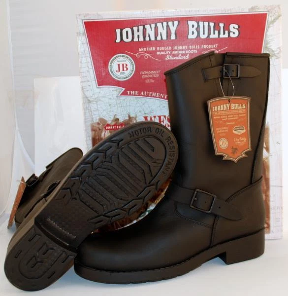 Stivali da MOTO Uomo Pelle NERO Taglia 39 40 41 42 43 44 45 46 JOHNNY BULLS