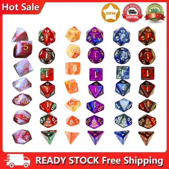 7pcs 6 Set Digital Dice Desktop Game Acrylic Colorful Number Dice Table Game Toy