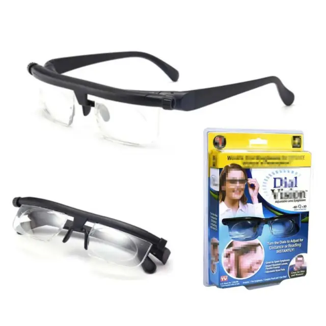 Adjustable Dial Changeable Focus Glasses for Distance Vision Reading Eyeglasses.