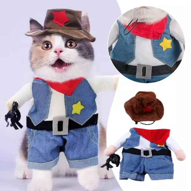 Divertente cane compagnia gatto costume Halloween cane vestiti cowboy costumi c&