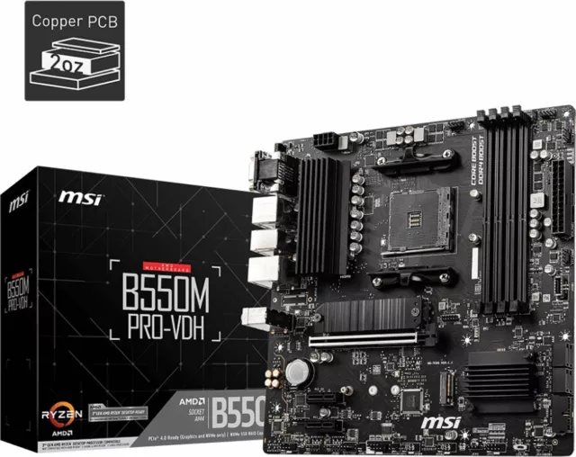 MSI B550M Pro-VDH Mainboard AMD Ryzen B550 Sockel AM4 4x DDR4 M.2 USB Micro µATX