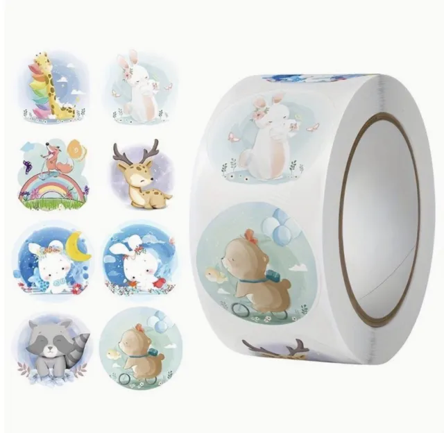 50 x Sweet Baby Animal  Stickers Labels 25mm